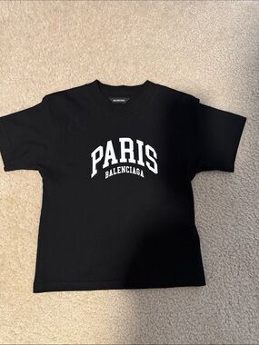 Balenciaga Kids Black 'PARIS' Graphic Tee